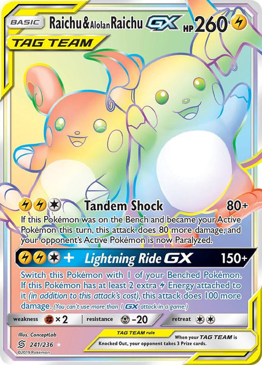 Raichu & Alolan Raichu GX (Secret) - SM - Unified Minds (SM11)